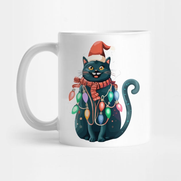 Christmas Lights Cat Merry Catmas by VisionDesigner